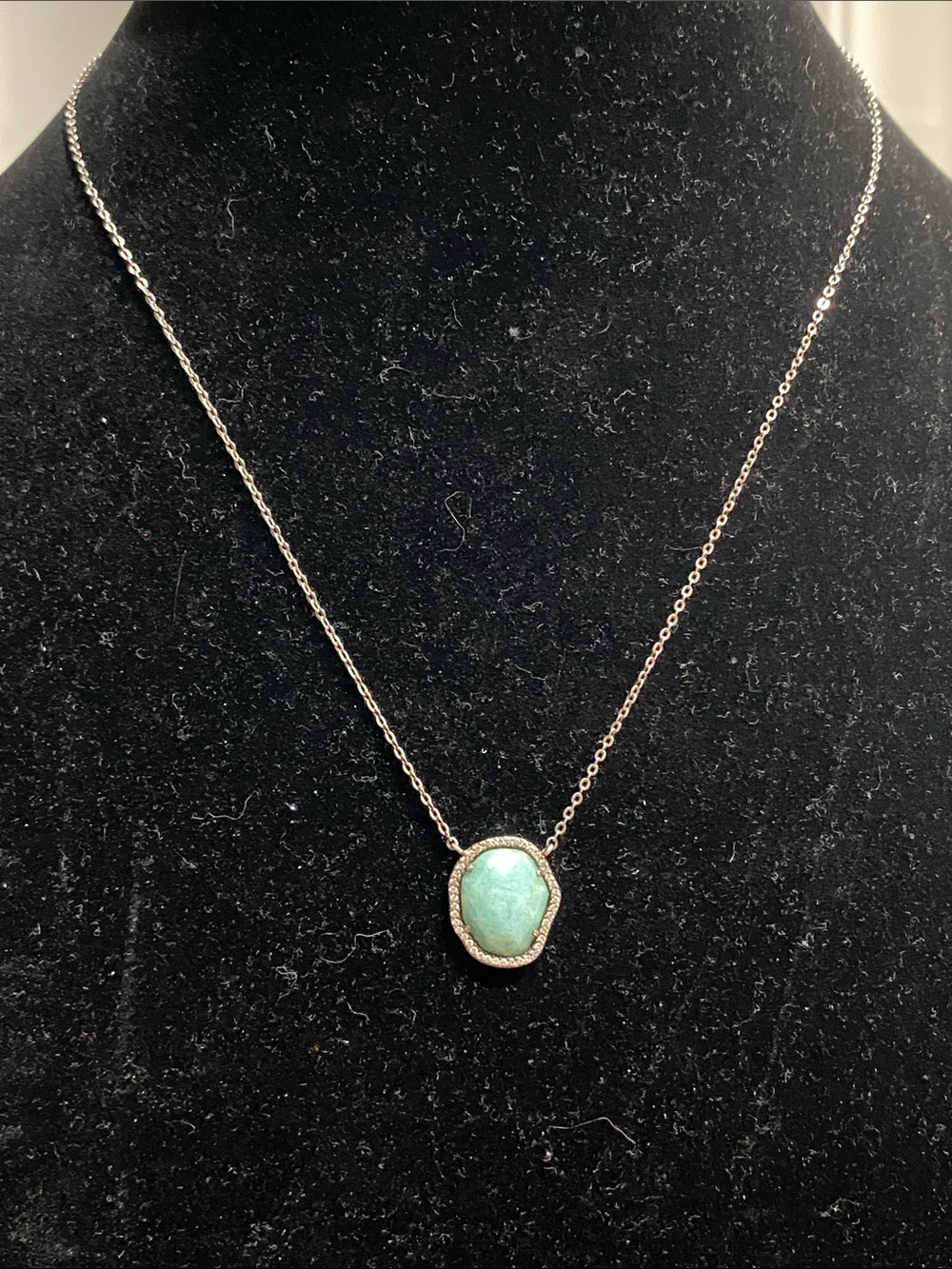 VTG Sterling Silver Amazonite Pendant Necklace